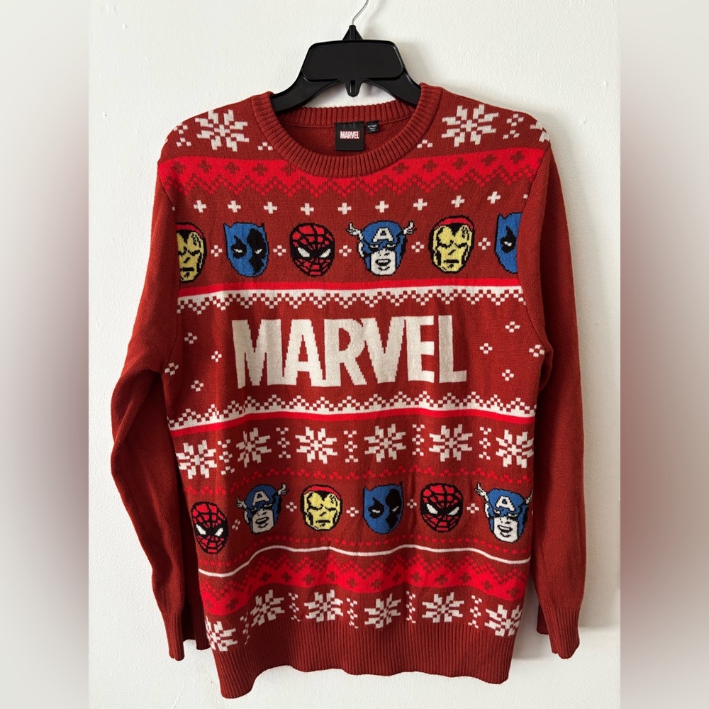 Marvel Avengers Red Fair Isle Ugly Christmas Sweater XXL kids